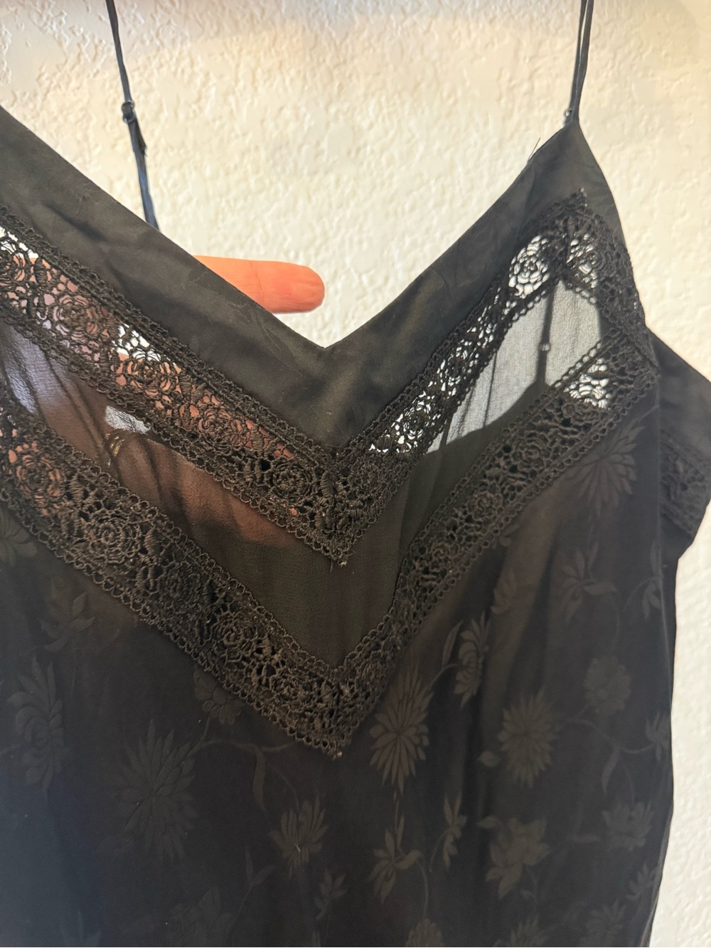 Valerie Stevens 100% Silk Black Lace Maxi Slip Dress Small Vintage - Picture 3 of 6